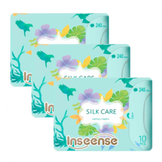 Прокладки INSEENSE Silk Care гигиенические дневные 4 капли 240 мм, 3 упаковки по 10 шт