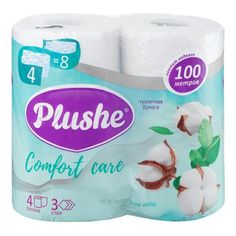 Туалетная бумага Plushe Comfort Care 3 слоя 4 рулона