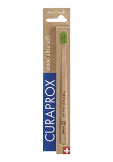 Щётка зубная Curaprox Cs Wood с деревянной ручкой, зелёная