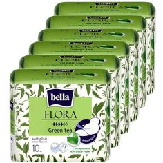 Прокладки женские bella FLORA Green tea с экстрактом зеленого чая, 10 шт. х 6 уп./ 60 шт.