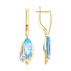 Серьги подвески из красного золота SOKOLOV 725905, топаз/фианит