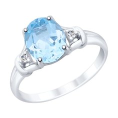 Кольцо из серебра р. 19,5 SOKOLOV 92011783, топаз/фианит