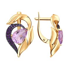 Серьги женские из золота SOKOLOV 724810, аметист/фианит