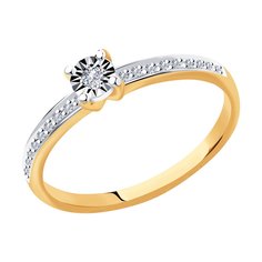 Кольцо помолвочное из комбинированного золота р. 16,5 SOKOLOV Diamonds 1011979, бриллиант