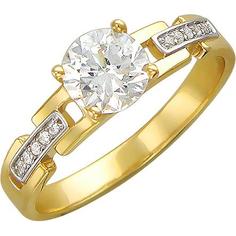 Кольцо помолвочное из желтого золота р. 19 Эстет 01К136527, фианит