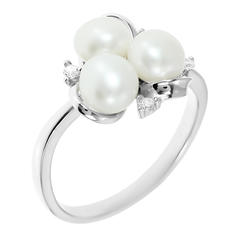 Кольцо из серебра р. 19 Balex Jewellery 1433930252, жемчуг искусственный/фианит