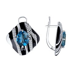 Серьги из серебра с ситаллом искусственным Diamant 94-320-01606-1