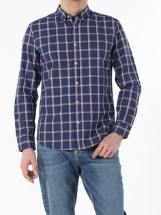 Рубашка мужская Colins CL1052916_Q1.V1 синяя M Colins