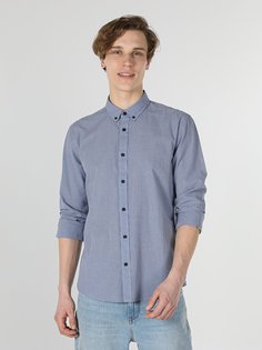 Рубашка мужская Colins CL1058566_Q1.V1 голубая XL Colins