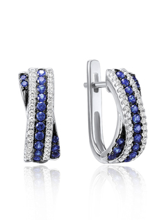 Серьги из серебра VALTERA 105978, сапфир искусственный\фианит
