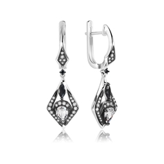 Серьги подвески из серебра VALTERA 103721, фианит