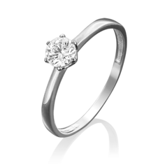 Кольцо из белого золота с фианитом р. 15,5 PLATINA jewelry 01-3059-00-401-1120-03