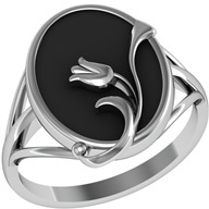 Кольцо печатка из серебра с агатом р. 19,5 ПРИВОЛЖСКИЙ ЮВЕЛИР 233368-AG73