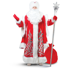 Карнавальный костюм «Дед Мороз королевский», аппликация серебристая, р. 52-54 No Brand