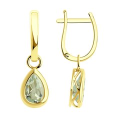 Серьги подвески из желтого золота SOKOLOV 728228-2, празиолит