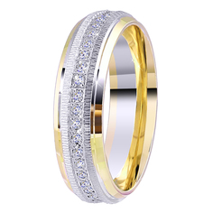 Кольцо из комбинированного золота с бриллиантом р. 17,5 Юверос 1000411