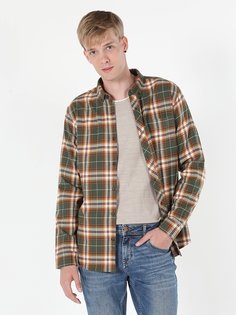 Рубашка мужская Colins CL1059643_Q1.V1 хаки XL