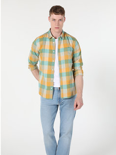 Рубашка мужская Colins CL1059565_Q1.V1 зеленая XL