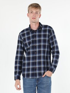 Рубашка мужская Colins CL1060579_Q1.V1 синяя XL