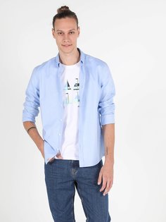 Рубашка мужская Colins CL1048576_Q1.V1_BLE голубая S