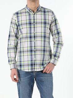 Рубашка мужская Colins CL1053801_Q1.V1_NAV синяя XL