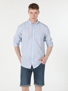 Рубашка мужская Colins CL1059558_Q1.V1_LBL голубая 2XL