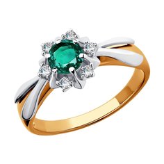 Кольцо из комбинированного золота с бриллиантом/изумрудом р. 18,5 SOKOLOV Diamonds 3010538