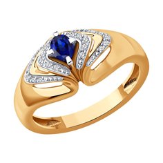 Кольцо из красного золота р. 16,5 SOKOLOV Diamonds 2011264, бриллиант/сапфир