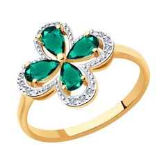 Кольцо из красного золота р. 16,5 SOKOLOV Diamonds 3010570, бриллиант/изумруд