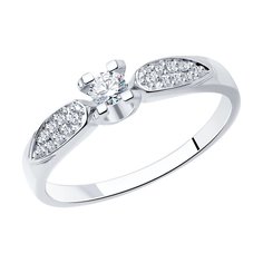 Кольцо помолвочное из белого золота р. 17 SOKOLOV Diamonds 1012216-3, бриллиант