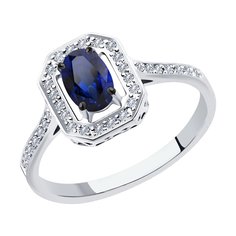 Кольцо из белого золота р. 16 SOKOLOV Diamonds 2011133, бриллиант/сапфир