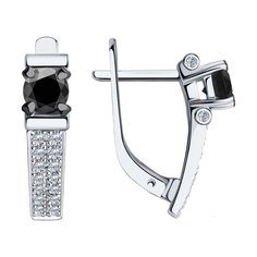 Серьги из белого золота с бриллиантом SOKOLOV Diamonds 7020108-3