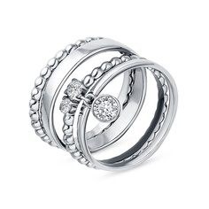 Кольцо наборное из серебра с фианитом р. 17,5 585Gold 701013026