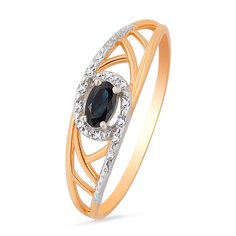 Кольцо из красного золота с сапфиром/бриллиантом р. 19,5 585Gold 101010033
