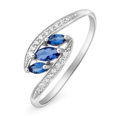 Кольцо из белого золота с сапфиром/бриллиантом р. 16 585Gold 101010809