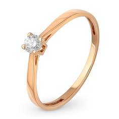Кольцо помолвочное из красного золота с бриллиантом р. 17 585Gold 101012946