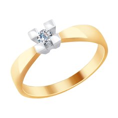 Кольцо помолвочное из комбинированного золота р. 16,5 SOKOLOV Diamonds 1011662, бриллиант
