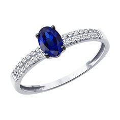 Кольцо из белого золота р. 17,5 Diamant 52-210-02312-1, бриллиант/сапфир