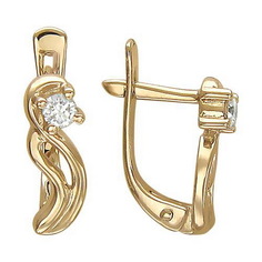 Серьги из красного золота Эстет 01С113662, фианит