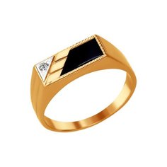 Кольцо из красного золота р. 21,5 SOKOLOV 016066, шпинель нано, фианит