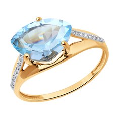 Кольцо из красного золота р. 18 SOKOLOV 716979, фианит/топаз