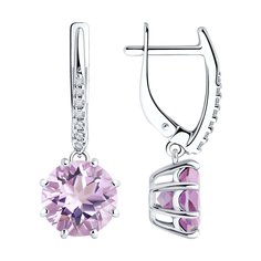 Серьги подвески из серебра Diamant 94-321-02040-2, фианит/аметист