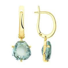 Серьги подвески из желтого золота SOKOLOV 727307-2, аметист