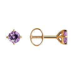 Серьги пусеты из красного золота SOKOLOV 728733, аметист
