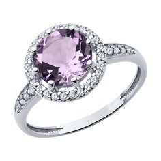 Кольцо из серебра р. 19,5 Diamant 94-310-02052-3, фианит/аметист