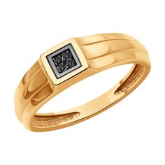 Кольцо печатка из красного золота р. 20 Diamant 51-212-02195-1, бриллиант