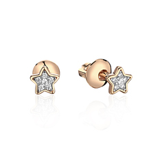 Серьги из красного золота Эстет 01С1114216Р, фианит