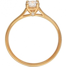 Кольцо помолвочное из красного золота р. 18 Эстет 01К119294, Swarovski
