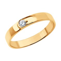 Кольцо обручальное из красное золото р. 18,5 SOKOLOV 019404, фианит
