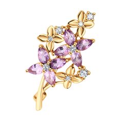 Брошь из серебра Diamant 93-340-02061-2, фианит/аметист
